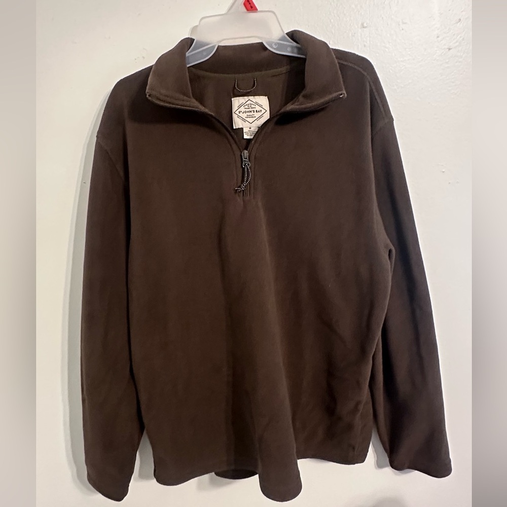 St. John's Bay Men's Zip Up Sweater - Rich Brown/Green